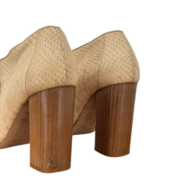 Kate Spade Inella Bootie Heel Women’s 8 Beige Lace Up Peep Toe Snakeskin Leather - Picture 7 of 12